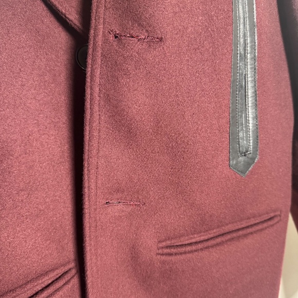 Soia & Kyo Logen Bordeaux Wine Wool Cashmere Blend Men’s Peacoat Size M - Picture 6 of 10